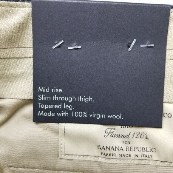 Banana Republic Pants Mens Gray Tapered Soft Virgin Wool Vitale Flannel 120's - Picture 9 of 13